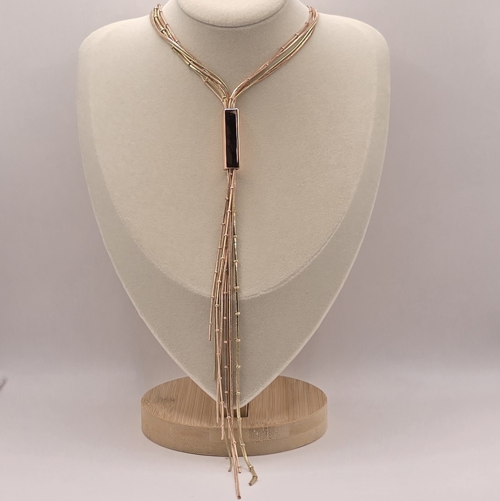 Elegant WHBM Rose Gold & Gold Layered Y-Necklace